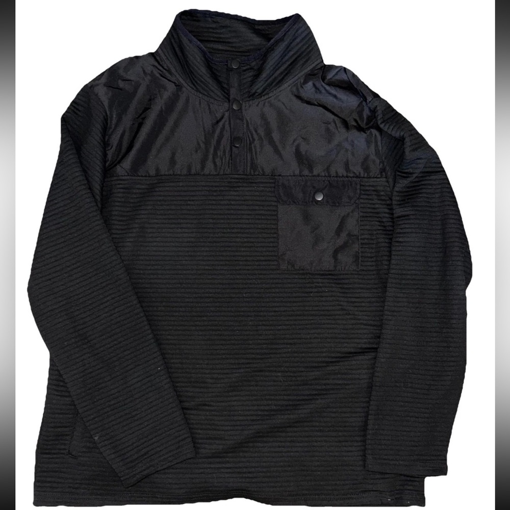 Nomad  Pullover Sweatshirt 1/4 Button Up Formal  Black Men Size XXL